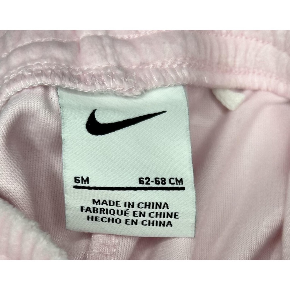 Nike Baby Bodysuit Jogger Pants Set Girls 6M Pink Velour Swoosh Logo 2 Piece - Picture 12 of 14